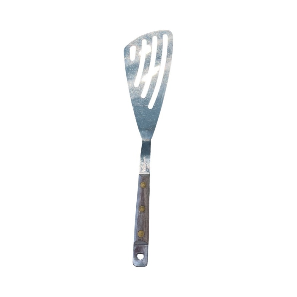 Cuisinart Vtg Slotted Fish Spatula Made in France Wood Handle Stainless Steel